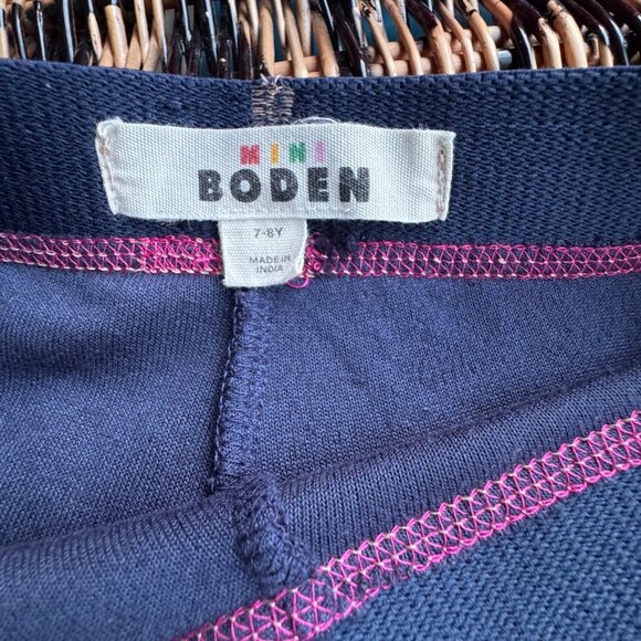 MINI BODEN Navy Velour Leggings Girls 7-8 Blue Velvet Sparkle Waist Girl Winter - Picture 4 of 5